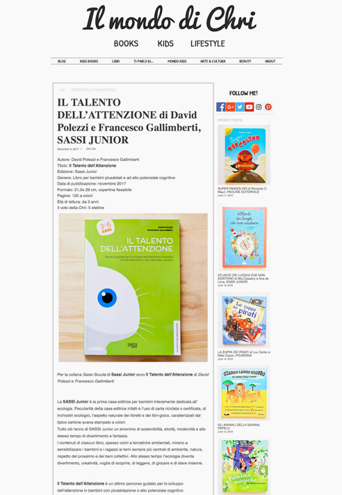 Il Mondo di Chri (www.ilmondodichri.com) - Recensione de “Il Talento dell'attenzione” Il Mondo di Chri (www.ilmondodichri.com) - Recensione de “Il Talento dell'attenzione”