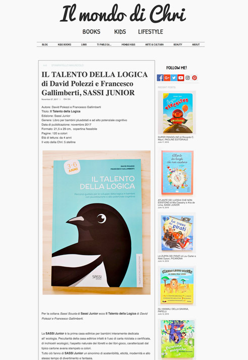 Il Mondo di Chri (www.ilmondodichri.com) - Recensione de “Il Talento della Logica” Il Mondo di Chri (www.ilmondodichri.com) - Recensione de “Il Talento della Logica”